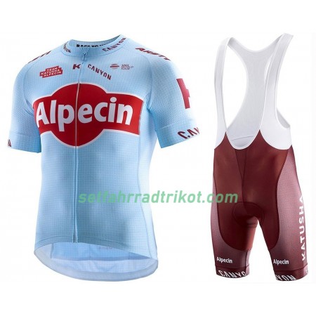 Fahrradbekleidung Radtrikot Kurzarm + Trägershorts 2019 Team Katusha Alpecin N001